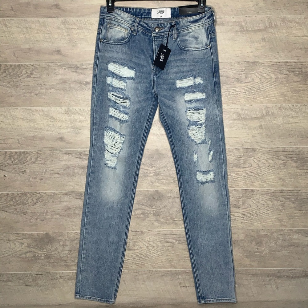 Sixth June Paris Distressed Blue Skinny Jeans